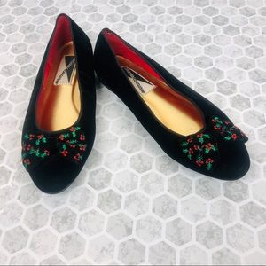 Mootsies Tootsies Christmas Black Velvet Flats